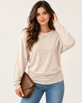 Women's Side-Ruched Long Sleeve Knit Top