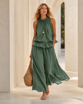 Cotton Linen Sleeveless Two-Piece Set