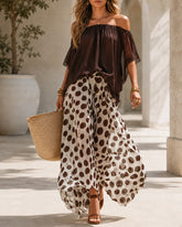 Off-Shoulder Polka Dot Flow Set