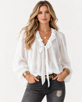 Ruffle Tie Chiffon Blouse