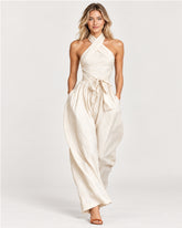 Cross-Halter Linen Jumpsuit