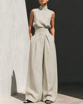 High-Waist Wide-Leg Pants Set