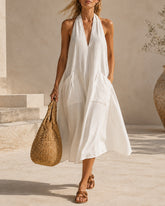 Backless Halter Maxi Dress