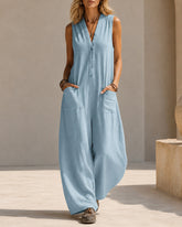 Sleeveless Linen Wide Leg Jumpsuit