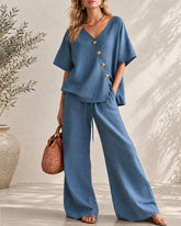 Casual Cotton Easy Living Wide-Leg Set
