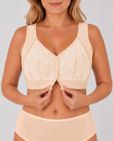Plus Size Lace Front Closure Wireless Comfort Bra