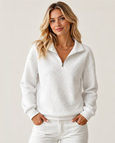 Women's Waffle Knit Quarter-Zip Pullover