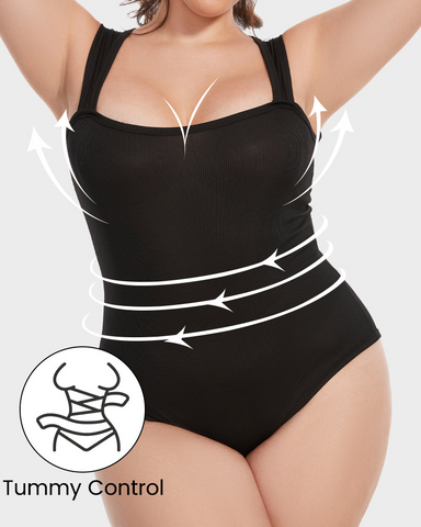 Sleeveless knit ribbed tummy tuck undershirt bodysuit