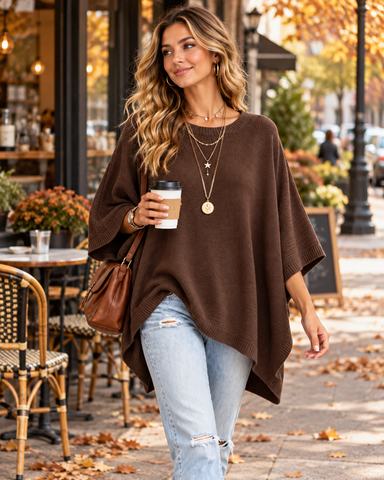 Women's Oversized Batwing Sleeve Knit Top