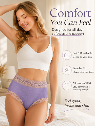 High-Waist Cotton Lace Briefs