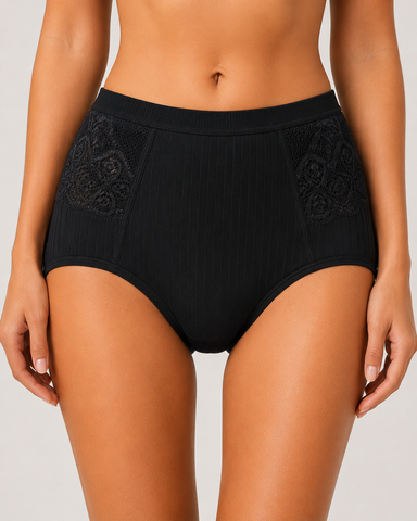 High Waisted Cotton Ribbed Breathable Underwear