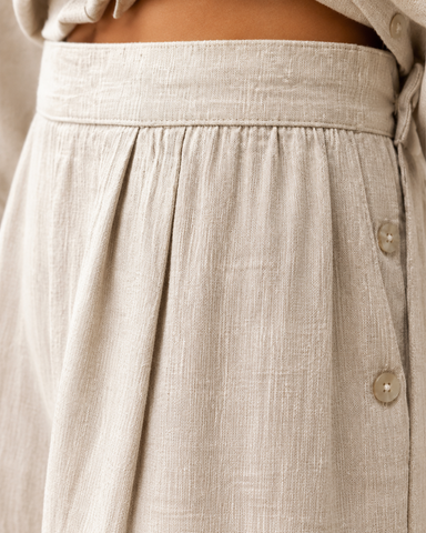 Cotton Linen Shirt & Wide-Leg Pants Set