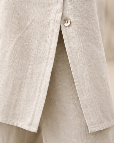Cotton Linen Shirt & Wide-Leg Pants Set