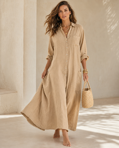 Cotton Linen Shirt Jumpsuit