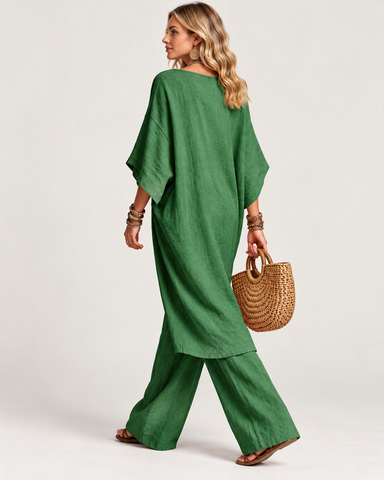 Women's Casual Linen Two Piece Pants Set