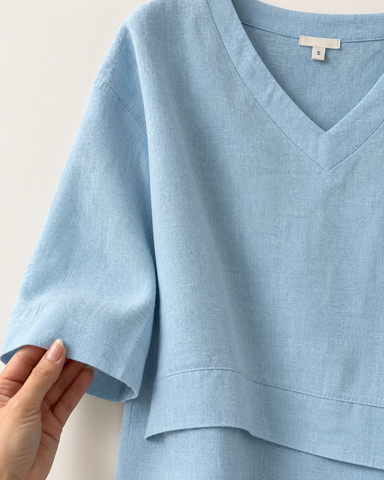 100% Cotton Linen V-Neck Top
