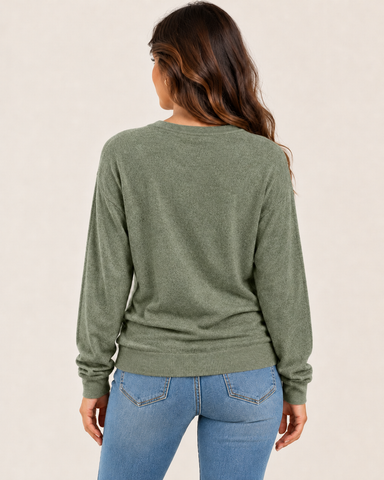 Women's Side-Ruched Long Sleeve Knit Top