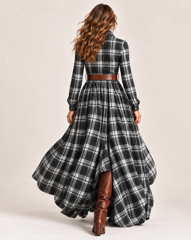Vintage Plaid Maxi Dress