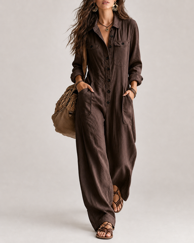 Relaxed Button-Front Jumpsuit