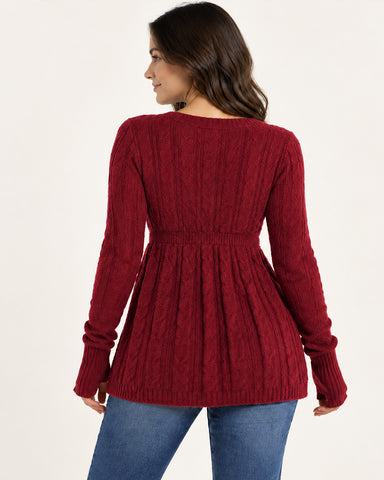 Women's V-Neck Peplum Knit Top