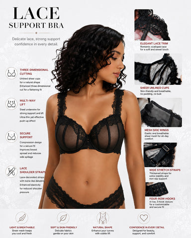Sexy Lace See-Through Mesh Push-Up Bra