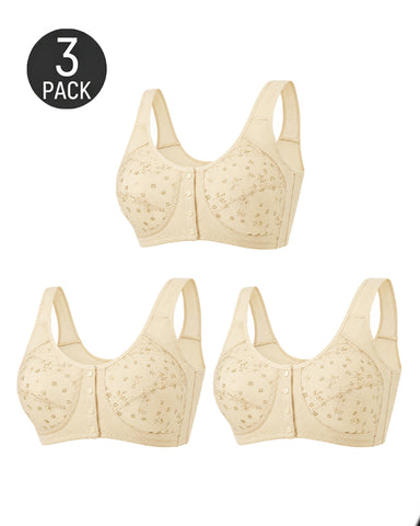 3-Pack Front Closure Wireless Bras