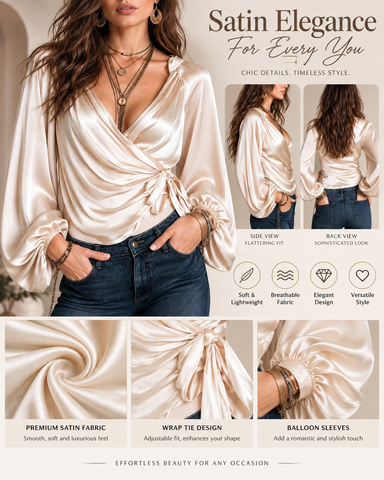 Soft Satin Wrap Top