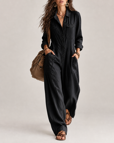Relaxed Button-Front Jumpsuit