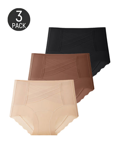 3-Pack Crossover Tummy Control Seamless  Panties