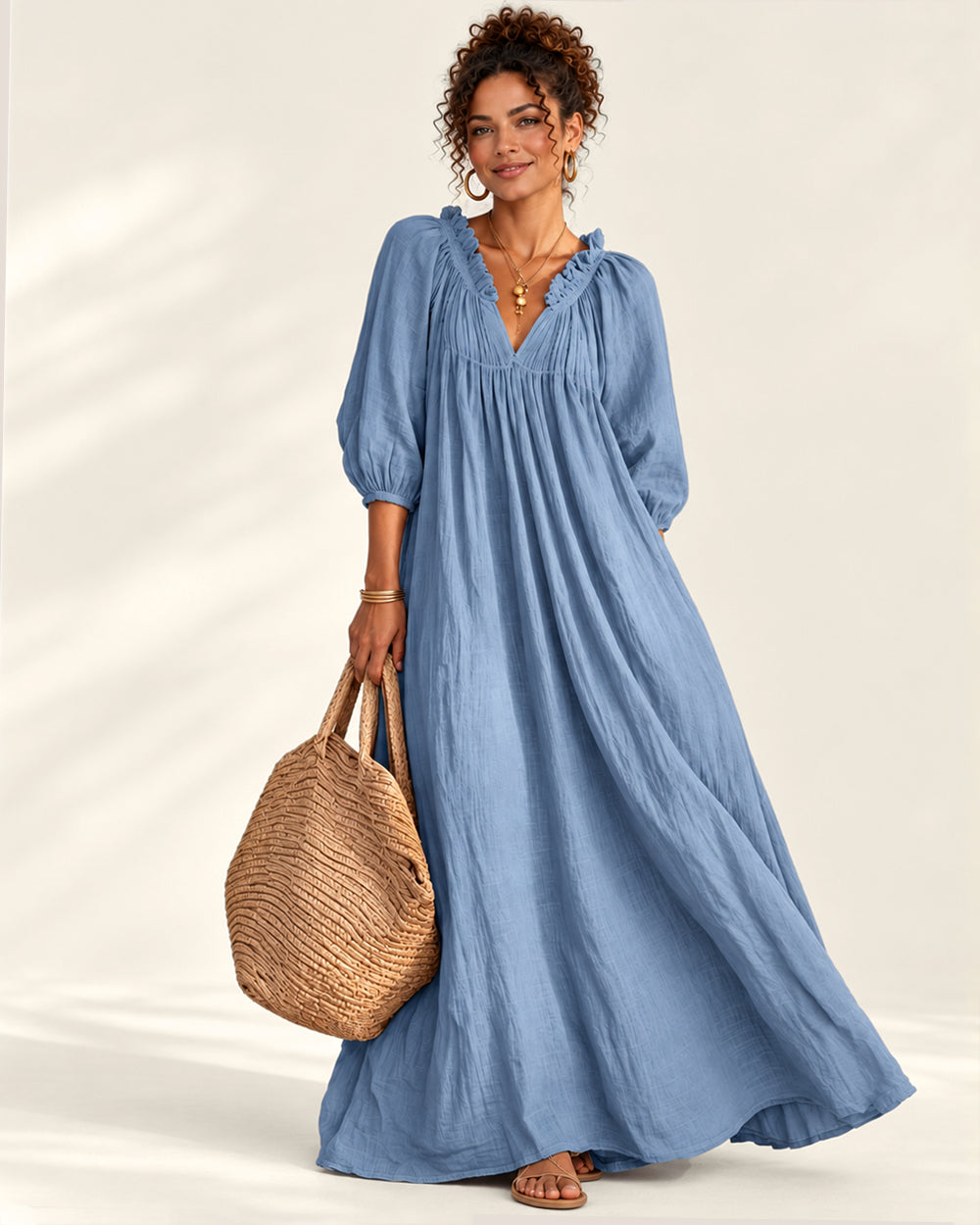 Women's Cotton Linen Maxi Dress
