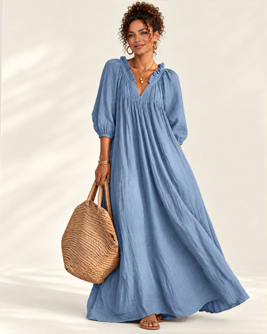 Women's Cotton Linen Maxi Dress