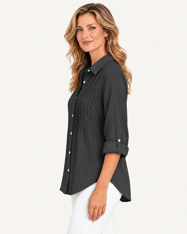 Cotton Linen Pintuck Shirt