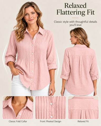 Cotton Linen Pintuck Shirt