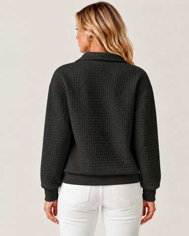 Women's Waffle Knit Quarter-Zip Pullover