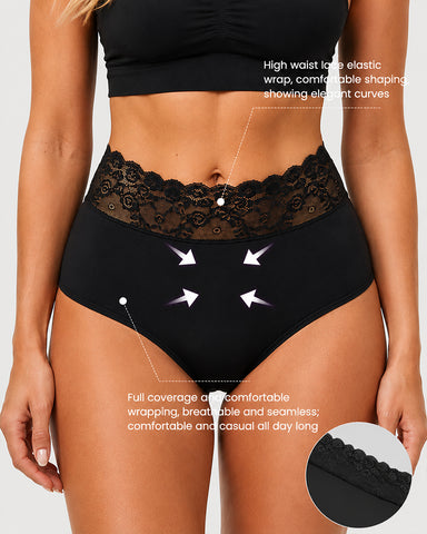 5-Pack High-Waisted Lace Cotton Briefs