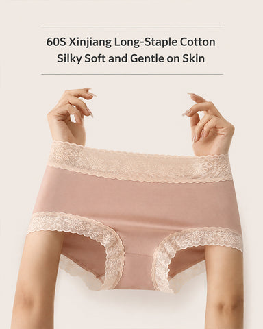 5-Pack Soft Lace-Trim Cotton High-Waist Panties