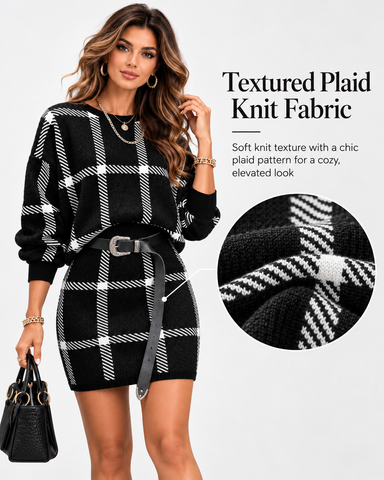 Chic Plaid Knit Dress