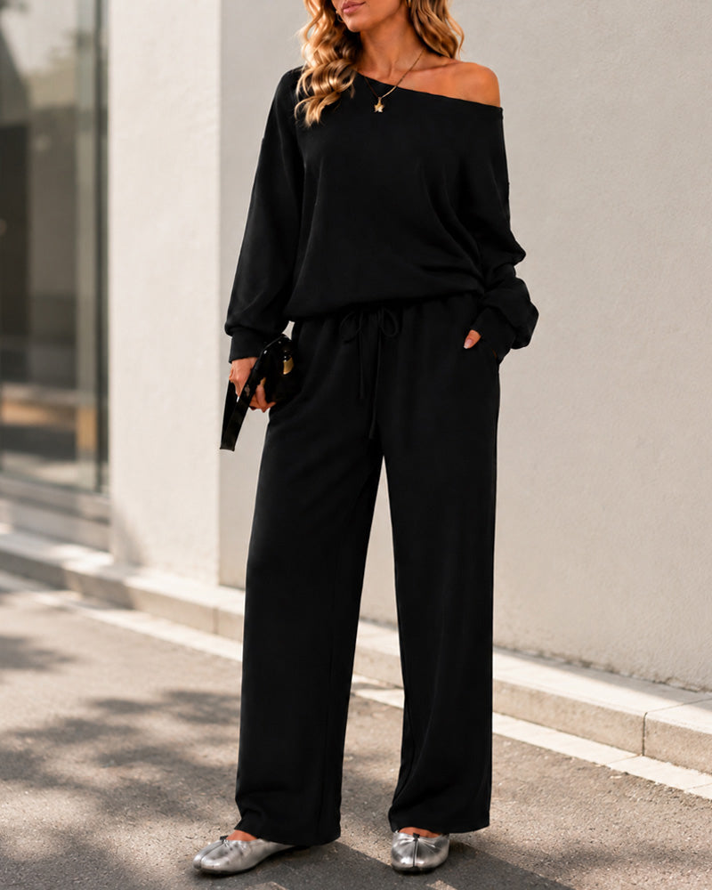 Soft Days Off-Shoulder Lounge Set