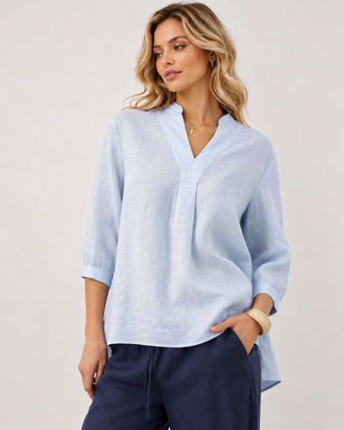 100% Linen Deep V Loose Top