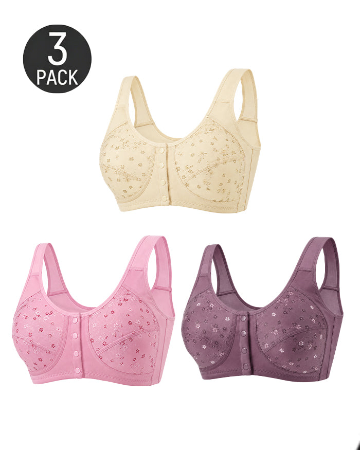3-Pack Front Closure Wireless Bras
