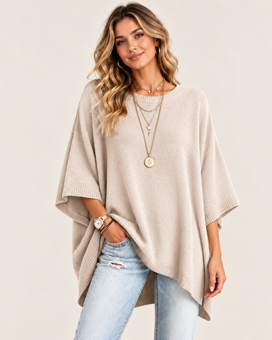 Women's Oversized Batwing Sleeve Knit Top