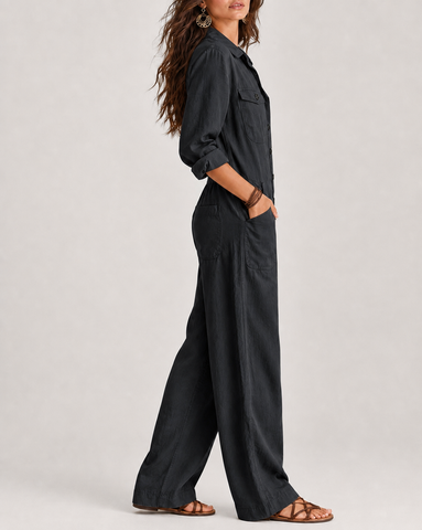Relaxed Button-Front Jumpsuit