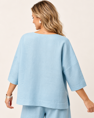 100% Cotton Linen V-Neck Top