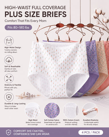 4-Pack Floral Print Cotton Briefs