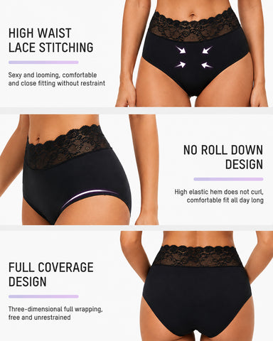 5-Pack High-Waisted Lace Cotton Briefs