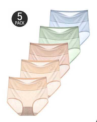 5-Pack Ice Silk High-Waisted Panties