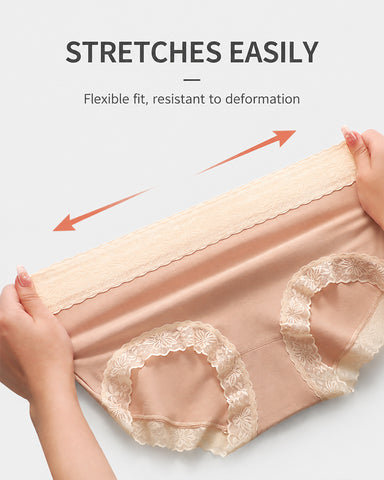 5-Pack Soft Lace-Trim Cotton High-Waist Panties