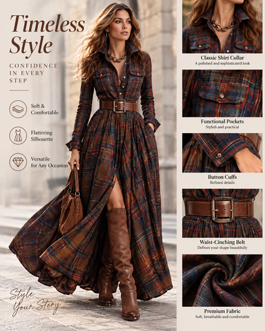 Vintage Plaid Maxi Dress