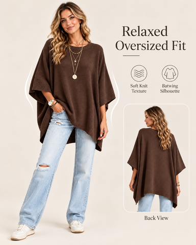 Women's Oversized Batwing Sleeve Knit Top