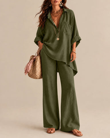 Casual Cotton Linen Shirt and Pants